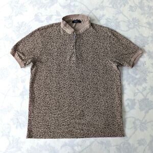 LC Waikiki leaf pattern tan and brown color cotton polo Tshirt men's Large Boho